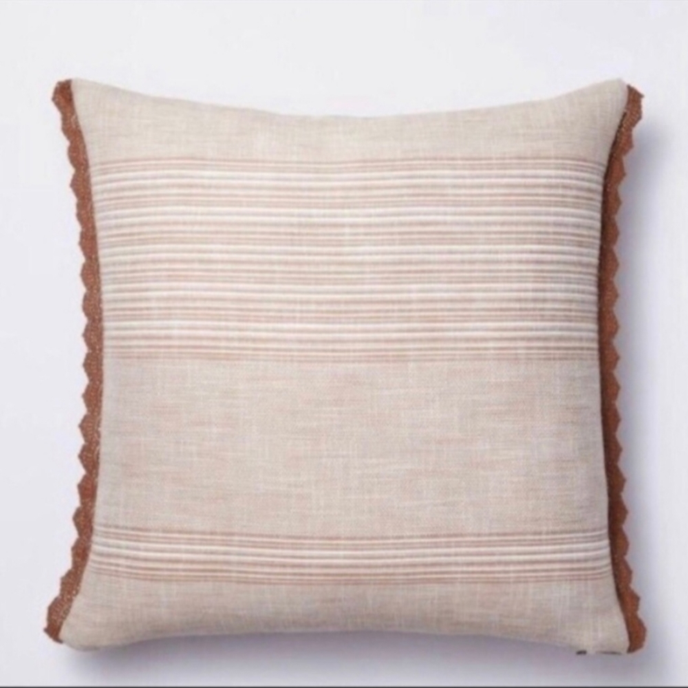 Texture Woven Square Throw Pillow With Lace Trim Neutral/Cream-Threshold